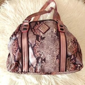 Vera Wang Simply Rose Gold Snake Skin Faux Large Shoulder Bag